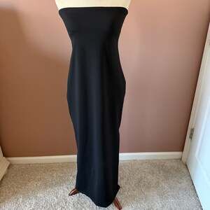 Mono B Black Strapless Athletic Bodycon Tube Maxi Dress